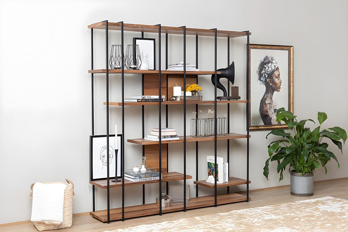 Bibliotecă Cooper, Nuc, 170x35x180 cm