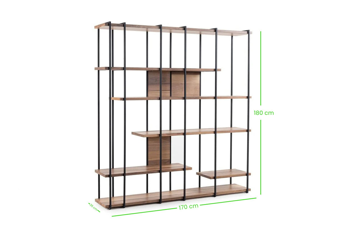 Bibliotecă Cooper, Nuc, 170x35x180 cm, SKU 141HWR1137, imagine 10