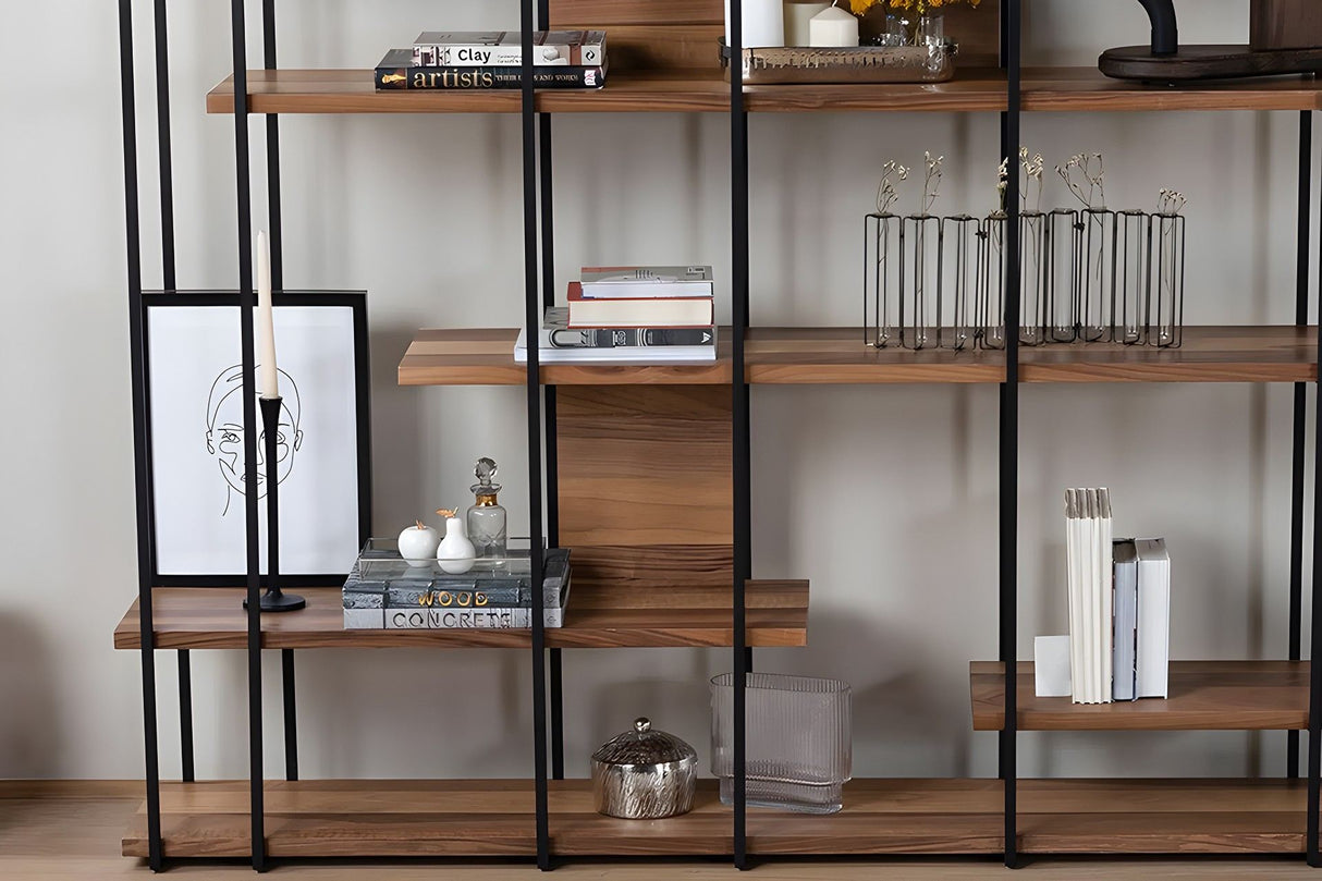 Bibliotecă Cooper, Nuc, 170x35x180 cm