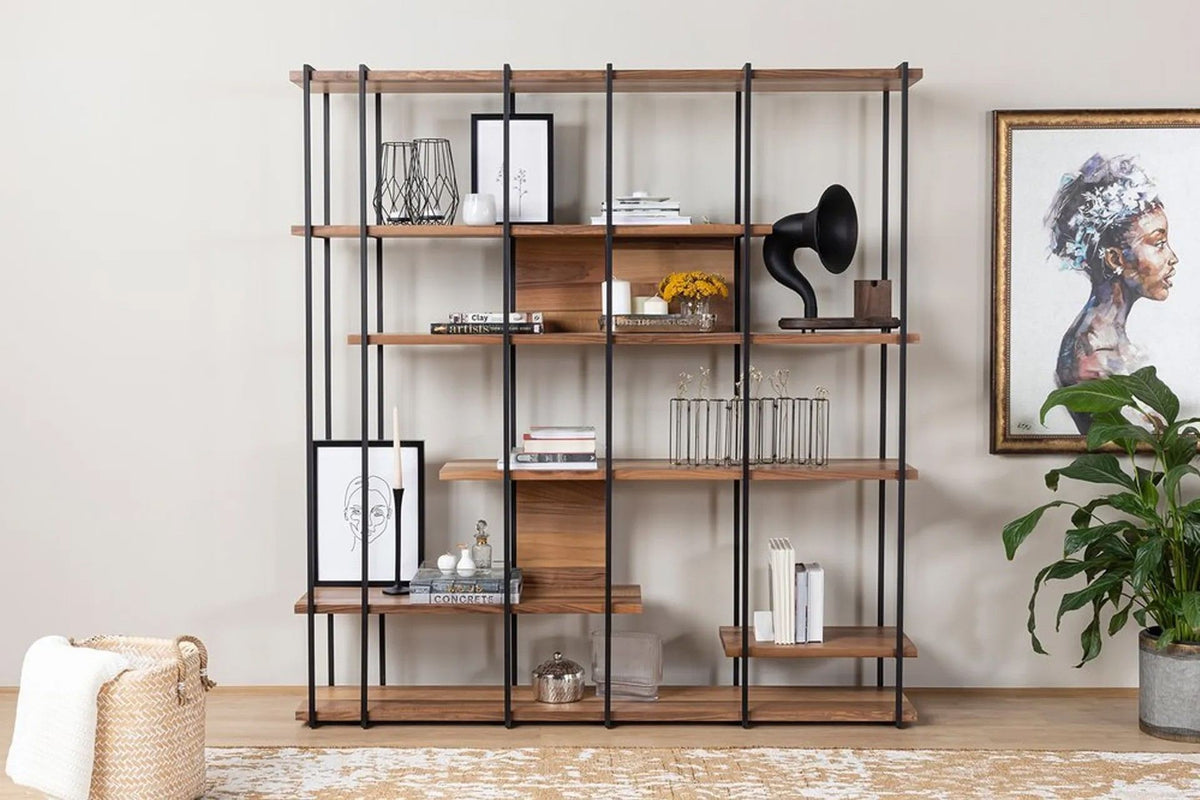 Bibliotecă Cooper, Nuc, 170x35x180 cm, SKU 141HWR1137, imagine 2