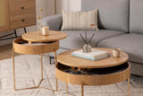 Set 2 măsuțe de cafea Islo, Diverse culori, Diverse dimensiuni - Natur - Auriu - 50x40x70 cm | SKU: 141HWR1142 | Set 2 măsuțe de cafea Islo, varianta Natur - Auriu - 50x40x70 cm, produs pentru amenajarea locuinței, disponibil online în România la CasaMob
