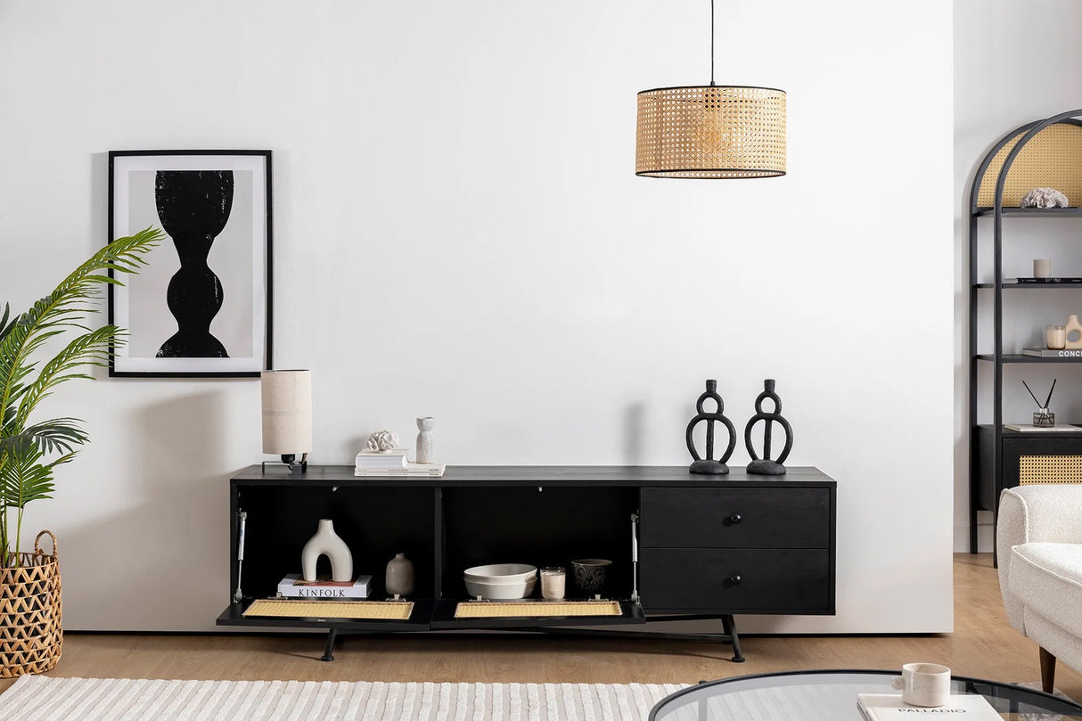 Comodă TV Nala 180, Negru, 180x40x55 cm