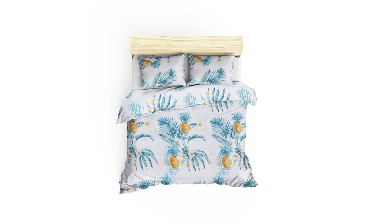 Set Lenjerie Custom Ananas, Alb - Verde - Galben, Diverse configurații, Diverse dimensiuni - 220x240 cm - 4 bucăți | SKU: 143EPJ1903 | Set Lenjerie Custom Ananas, Alb - Verde - Galben, varianta 220x240 cm - 4 bucăți, produs pentru amenajarea locuinței, disponibil online în România la CasaMob