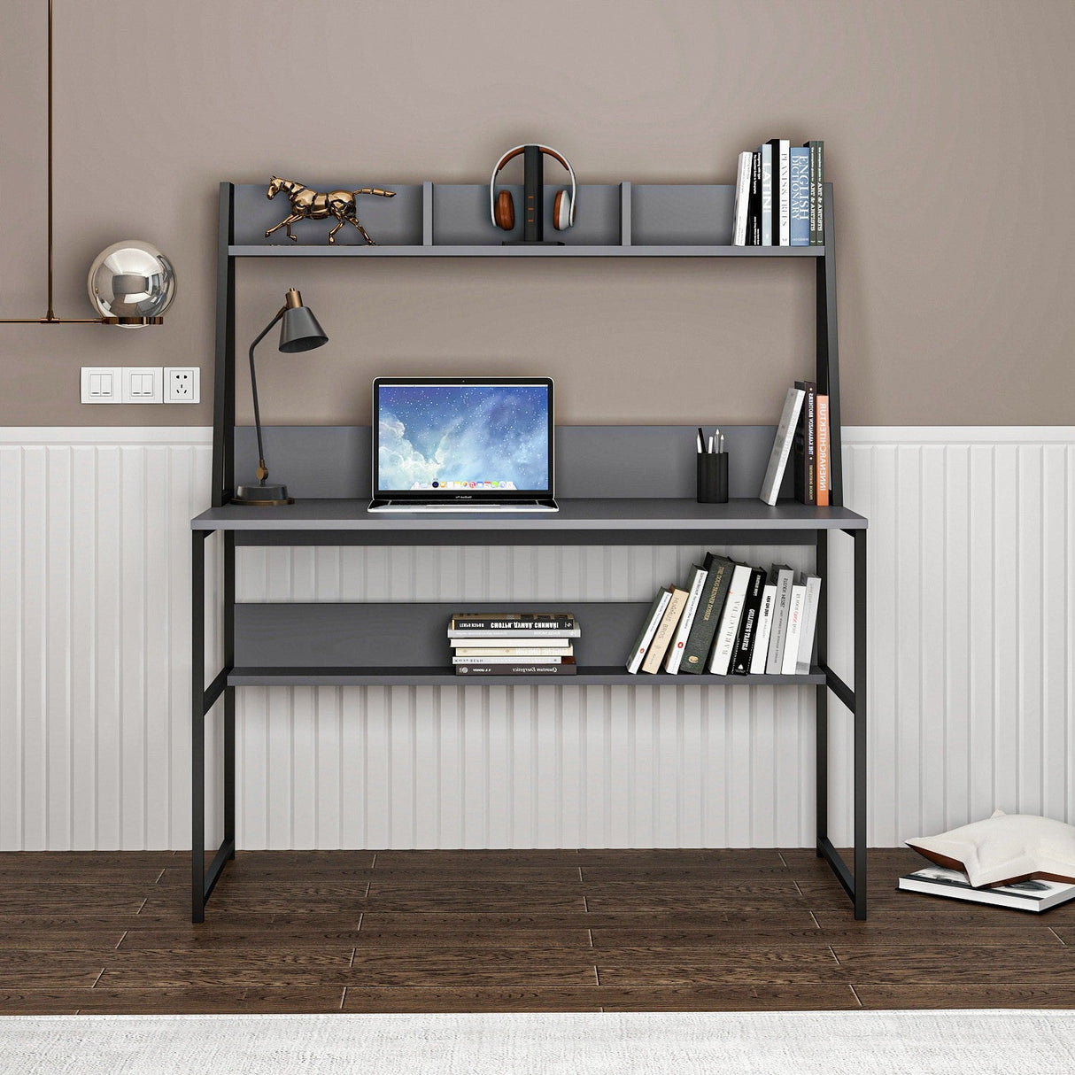 Birou Majestic, Diverse culori, 120x60x140 cm - Antracit - Negru | SKU: 145NDC1102 | Birou Majestic, 120x60x140 cm, varianta Antracit - Negru, produs pentru amenajarea locuinței, disponibil online în România la CasaMob