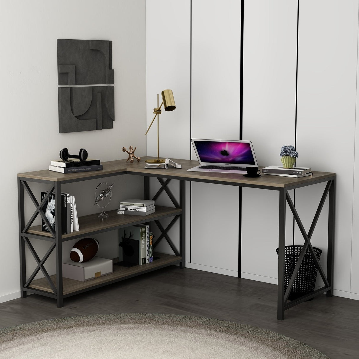 Birou Flexy L, Diverse culori, 150x120x75 cm - Maro - Negru | SKU: 145NDC1159 | Birou Flexy L, 150x120x75 cm, varianta Maro - Negru, produs pentru amenajarea locuinței, disponibil online în România la CasaMob