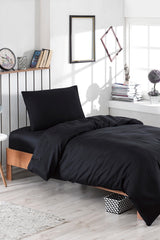 Set lenjerie de pat single Duz Boya, Negru, 160x220 cm, SKU 162ELR4141, imagine 1