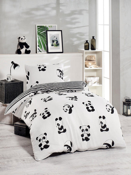 Set Lenjerie Panda, Negru - Alb, Diverse dimensiuni