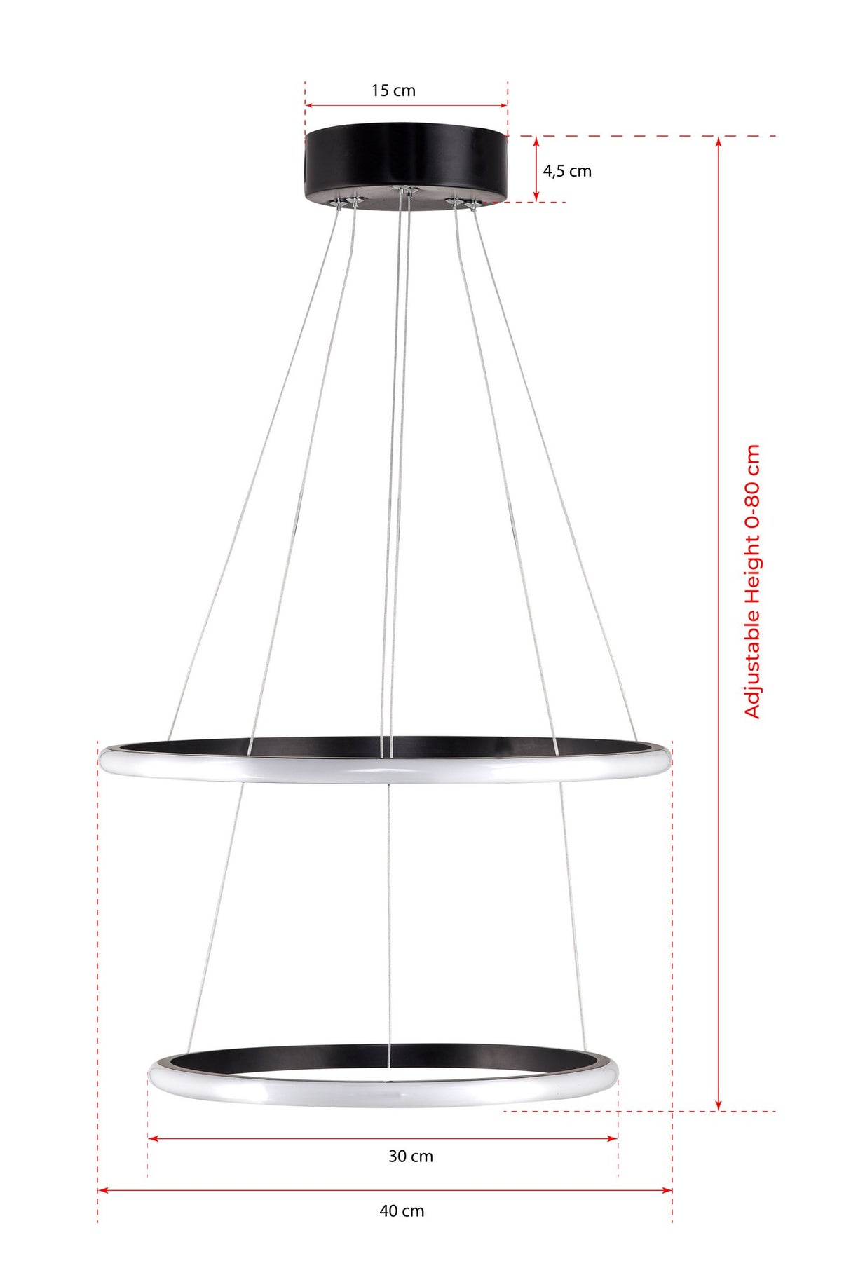 Lustră Leonis Black-Yellow Light, Negru