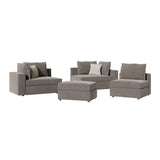 Canapea reversibila London stofa gri perne, gri deschis, 296x246x95 cm