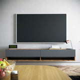 Comoda TV de perete Handra cu raft ,  antracit-stejar 180x32x30cm - Comoda TV de perete Handra cu raft ,  antracit-stejar 180x32x30cm