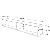 Comoda TV de perete Handra cu raft ,  antracit-stejar 180x32x30cm - Comoda TV de perete Handra cu raft ,  antracit-stejar 180x32x30cm