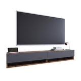 Comoda TV de perete Handra cu raft ,  antracit-stejar 180x32x30cm - Comoda TV de perete Handra cu raft ,  antracit-stejar 180x32x30cm
