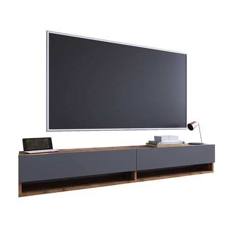Comoda TV de perete Handra cu raft ,  antracit-stejar 180x32x30cm