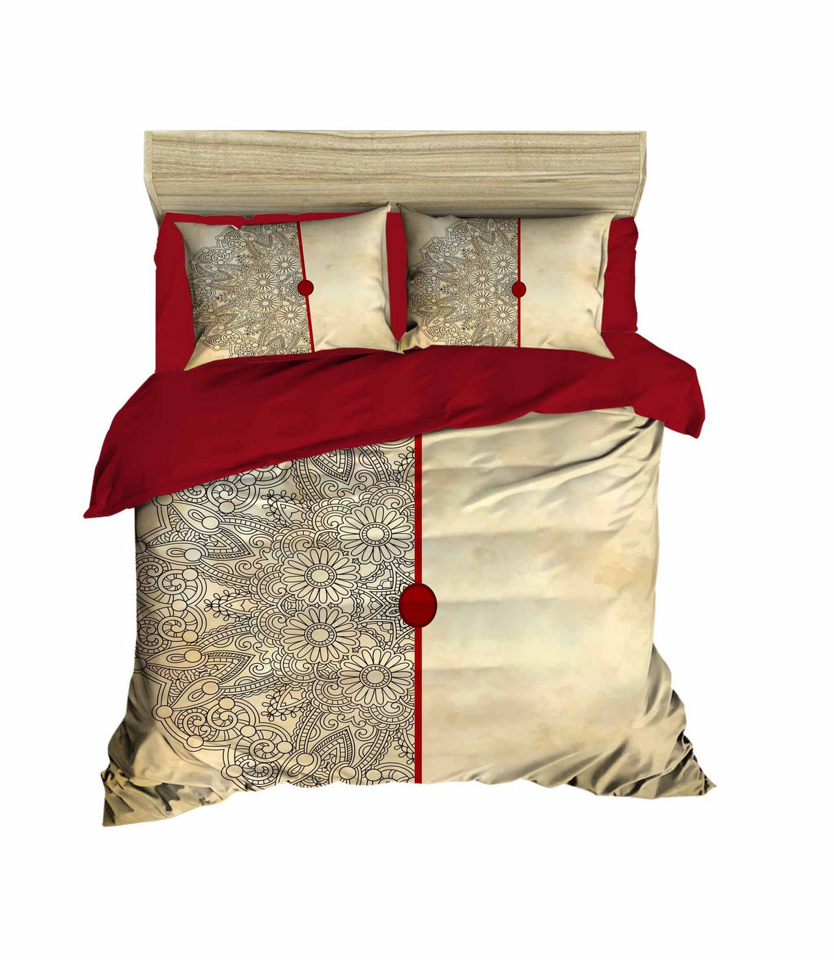 Set lenjerie de pat dublă 465, Roșu - Bej - Gri, Diverse configurații, Diverse dimensiuni - 220x240 cm - 4 bucăți | SKU: 178PRL1416 | Set lenjerie de pat dublă 465, Roșu - Bej - Gri, varianta 220x240 cm - 4 bucăți, produs pentru amenajarea locuinței, disponibil online în România la CasaMob