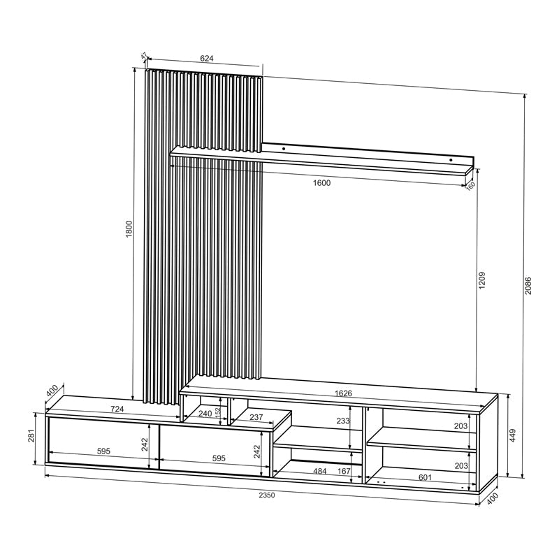 Set mobilă sufragerie Eviora, Maro, 235x40x209 cm