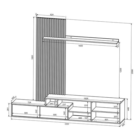 Set mobilă sufragerie Eviora, Maro, 235x40x209 cm