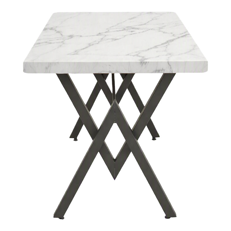 Alb-Marmură-Negru | SKU: 197-000345 | Masă dining Vertex, Lemn și metal, 110x70x72 cm, varianta Alb-Marmură-Negru, produs pentru amenajarea locuinței, disponibil online în România la CasaMob