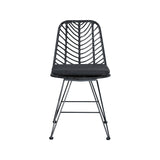 Masă de sufragerie Naoki-Kliton I set de 5 aluminiu antracit si ratan pe negru de negru 150x80x74cm