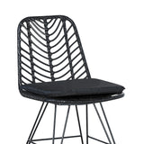 Masă de sufragerie Naoki-Kliton I set de 5 aluminiu antracit si ratan pe negru de negru 150x80x74cm