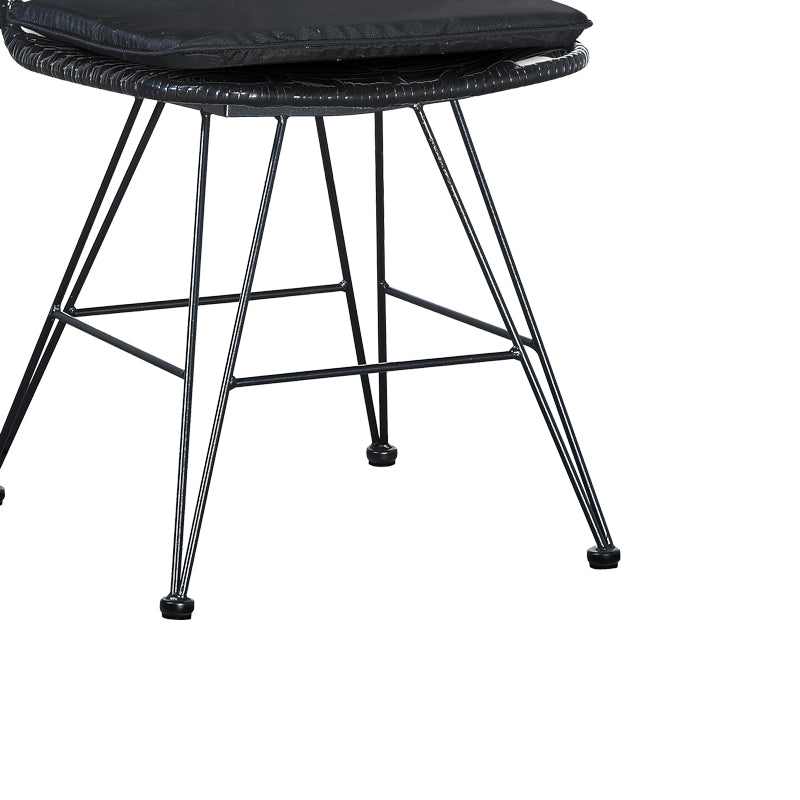 Masă de sufragerie Naoki-Kliton I set de 5 aluminiu antracit si ratan pe negru de negru 150x80x74cm