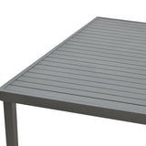 Masă de sufragerie Naoki-Kliton I set de 5 aluminiu antracit si ratan pe negru de negru 150x80x74cm