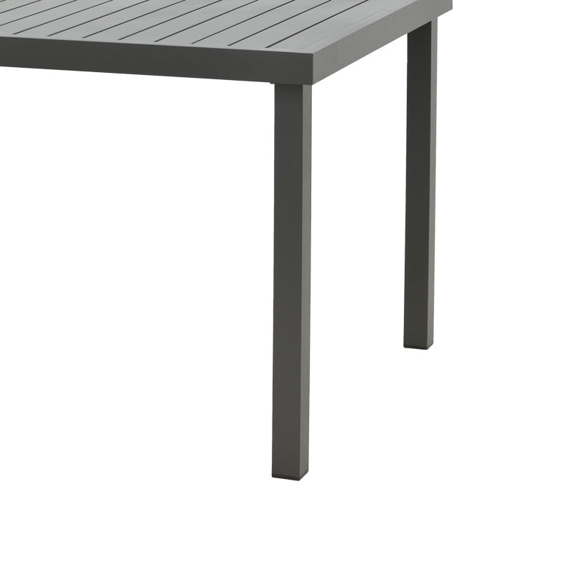 Masă de sufragerie Naoki-Kliton II set de 7 din aluminiu antracit si pe rattan neagra 150x80x74cm