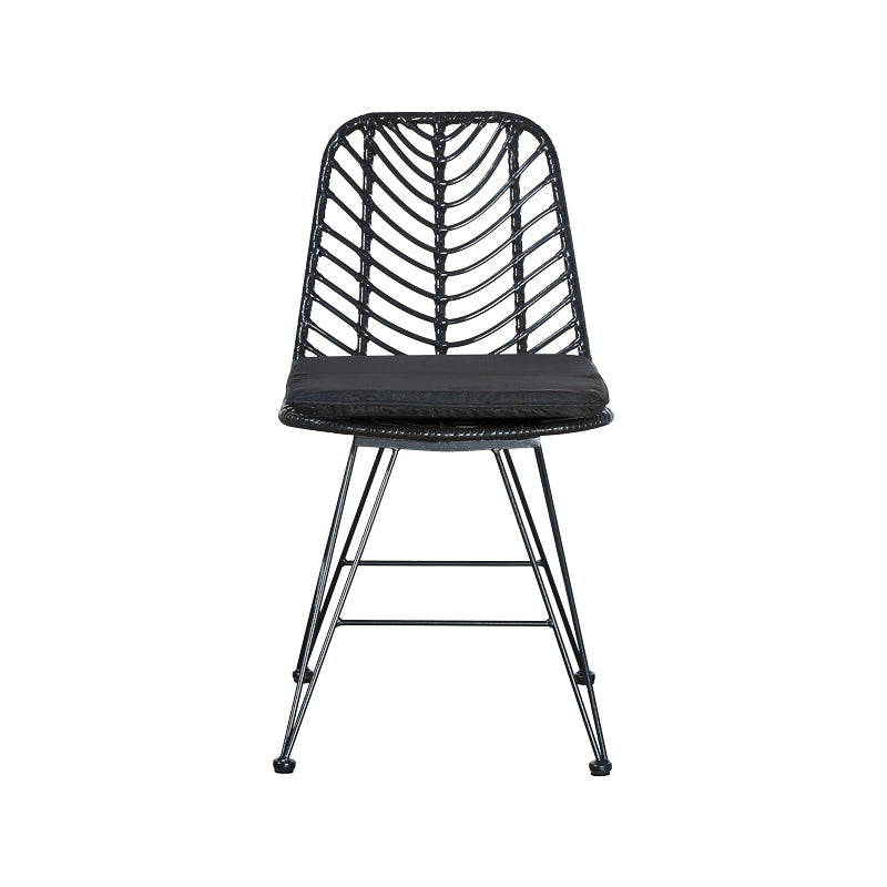 Masă de sufragerie Naoki-Kliton II set de 7 din aluminiu antracit si pe rattan neagra 150x80x74cm