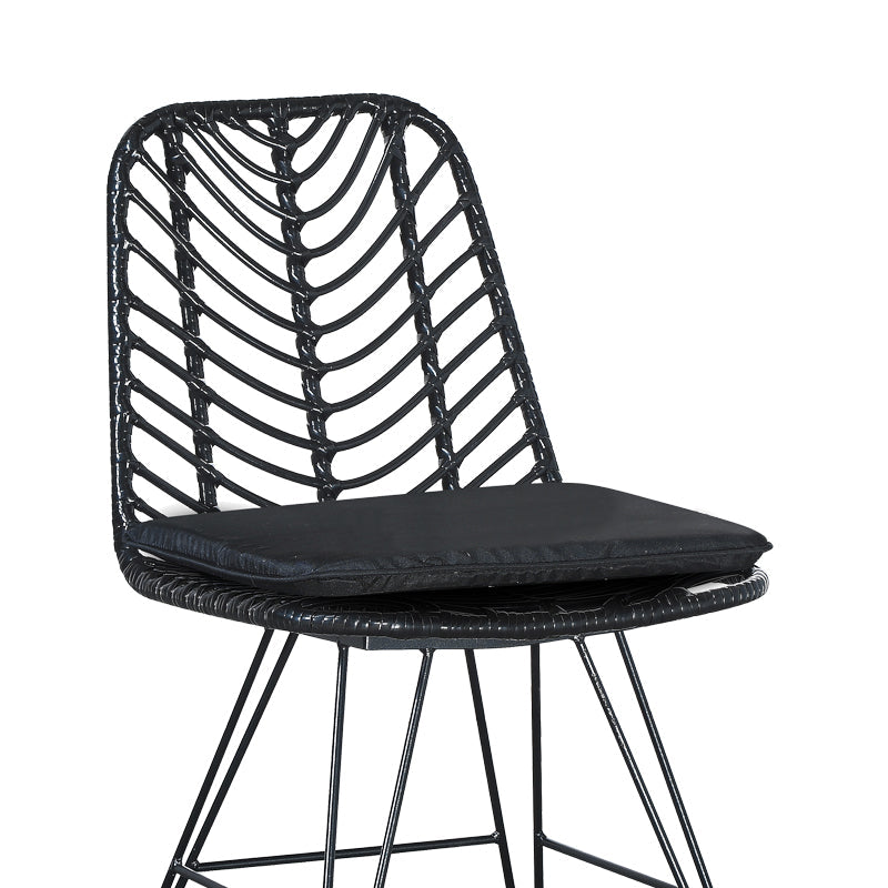 Masă de sufragerie Naoki-Kliton II set de 7 din aluminiu antracit si pe rattan neagra 150x80x74cm