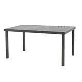 Masă de sufragerie Naoki-Kliton II set de 7 din aluminiu antracit si pe rattan neagra 150x80x74cm