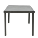 Masă de sufragerie Naoki-Kliton II set de 7 din aluminiu antracit si pe rattan neagra 150x80x74cm