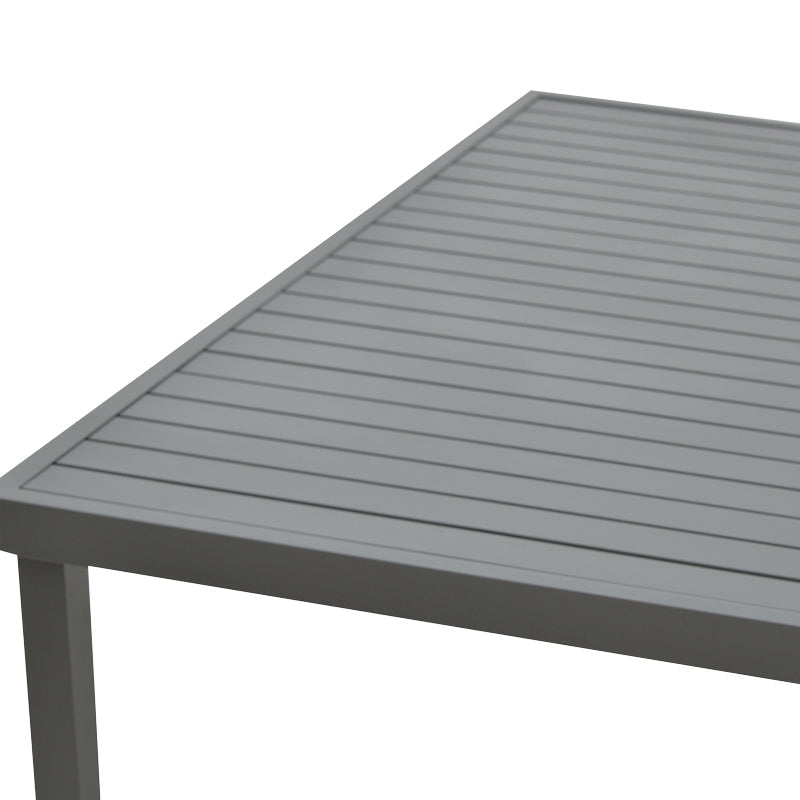 Masă de sufragerie Naoki-Kliton II set de 7 din aluminiu antracit si pe rattan neagra 150x80x74cm