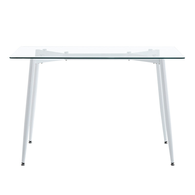 Set de Masa din sticla transparenta Quana-Parker cu 5 piese, picioare  neagra, 120x70x75cm