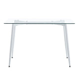 Set de Masa din sticla transparenta Quana-Parker cu 5 piese, picioare  neagra, 120x70x75cm