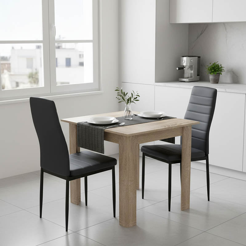 Set de Masa pentru sufragerie format 3 piese Manka-Parker, facut, neagra-sonoma 80x80x77 cm