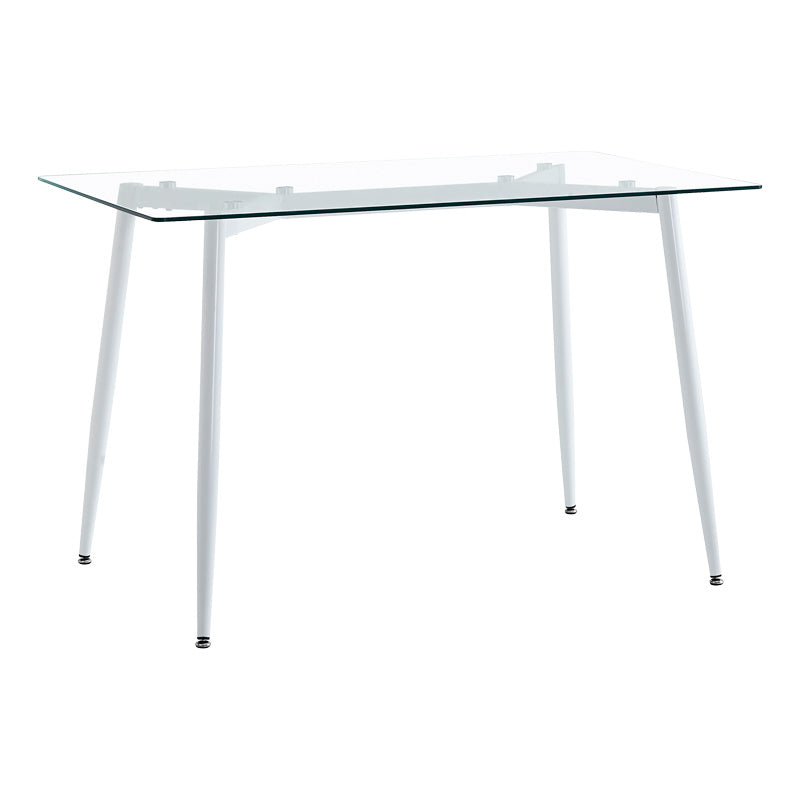 Set de sufragerie 5 bucati cu blat de sticla Quana-Gaston, Stil Modern, Sticla 8mm Transparent/ Alb, 120x70x75cm.