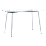 Set de sufragerie 5 bucati cu blat de sticla Quana-Gaston, Stil Modern, Sticla 8mm Transparent/ Alb, 120x70x75cm.