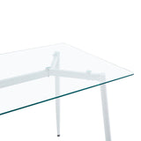 Set de sufragerie 5 bucati cu blat de sticla Quana-Gaston, Stil Modern, Sticla 8mm Transparent/ Alb, 120x70x75cm.