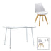 Set de sufragerie 5 bucati cu blat de sticla Quana-Gaston, Stil Modern, Sticla 8mm Transparent/ Alb, 120x70x75cm.