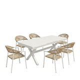 Set grădină Dagyn Ammos, Aluminiu, Alb, 240x90x76 cm