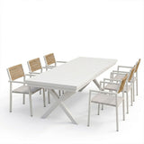 Set grădină Dagyn Savor, Aluminiu, Alb, 240x90x76 cm