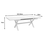 Set grădină Dagyn Savor, Aluminiu, Alb, 240x90x76 cm