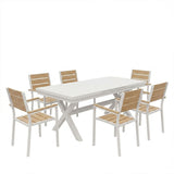 Set grădină Dagyn Breze, Placaj, Alb, 240x90x76 cm