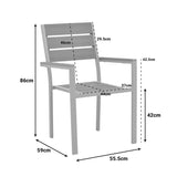 Set grădină Dagyn Breze, Placaj, Alb, 240x90x76 cm