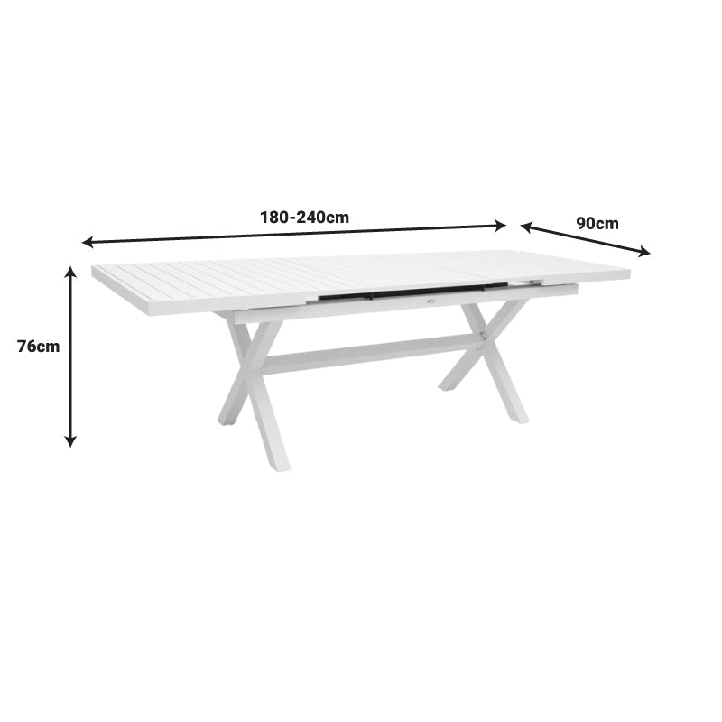 Set grădină Dagyn Vista, Aluminiu, Alb, 240x90x76 cm
