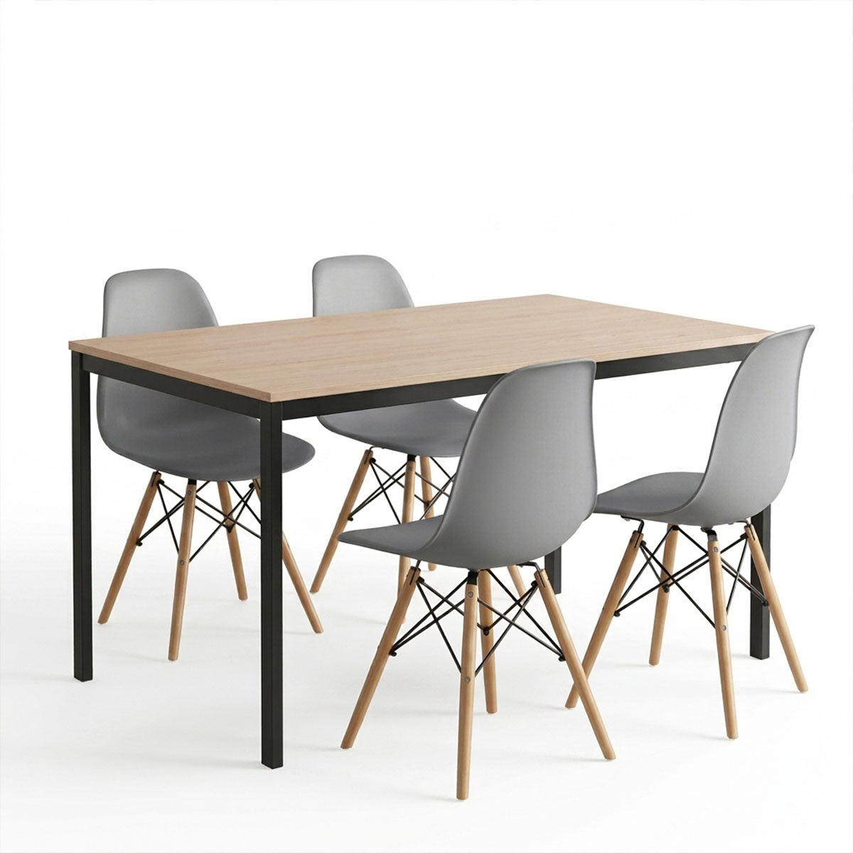 Set masă și scaune Julita & Faragio, Gri-Natural, 120x75x75 cm