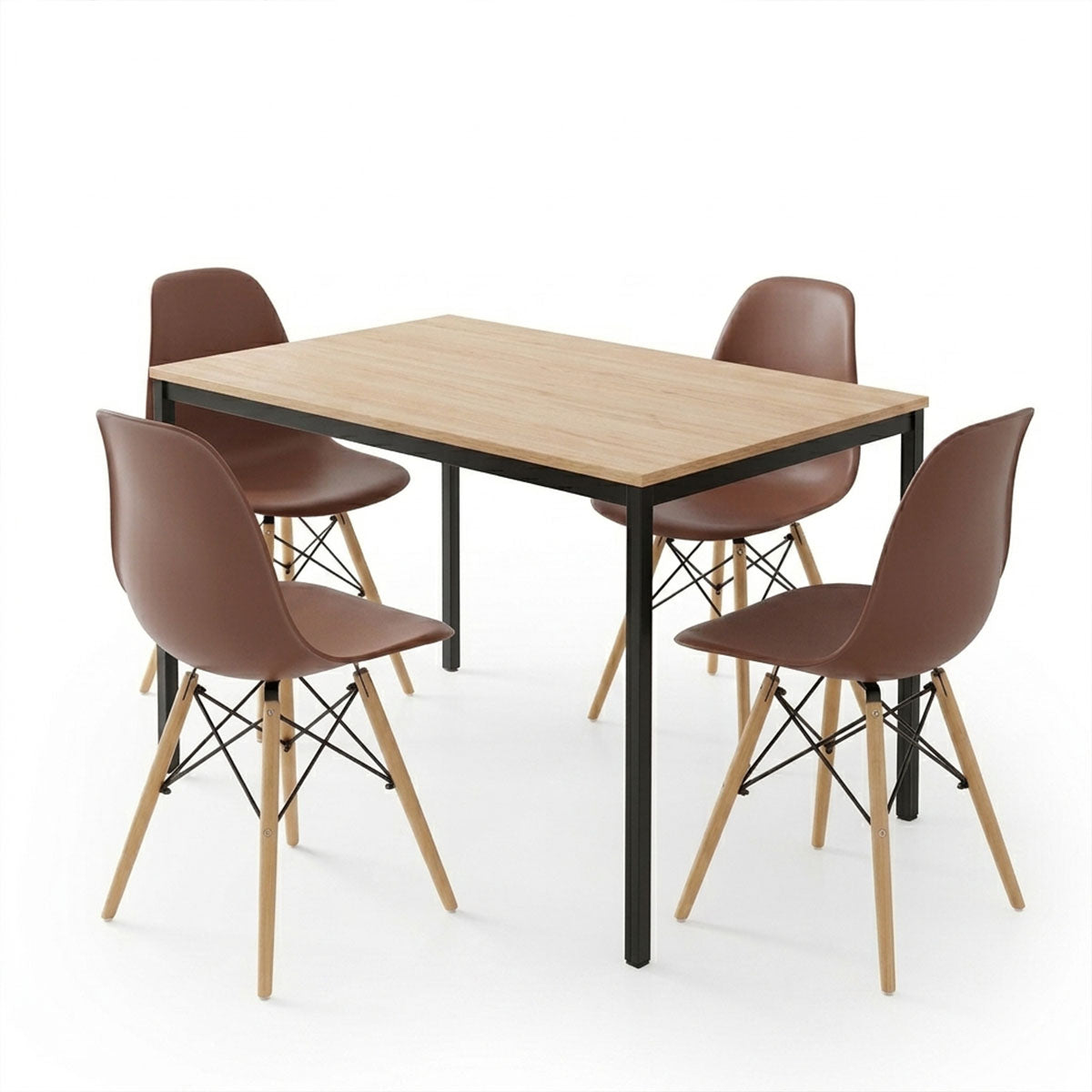 Set masă și scaune Julita & Faragio, Maro-Natural, 120x75x75 cm