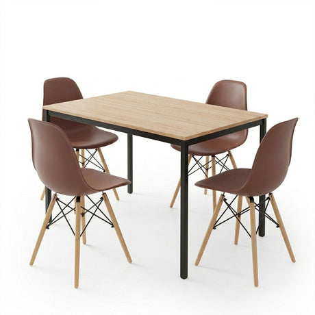 Set masă și scaune Julita & Faragio, Maro-Natural, 120x75x75 cm