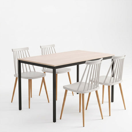 Set masă și scaune Aurora & Faragio, Gri-Natural, 120x75x75 cm