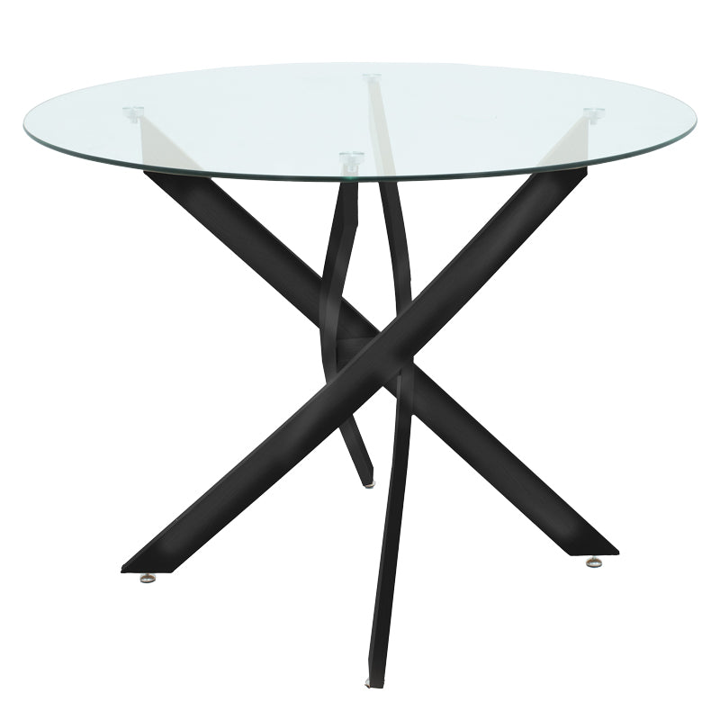 Set masă și scaune Antoro-Julita, 5 piese, metal, Gri-Negru, Ø80x75 cm