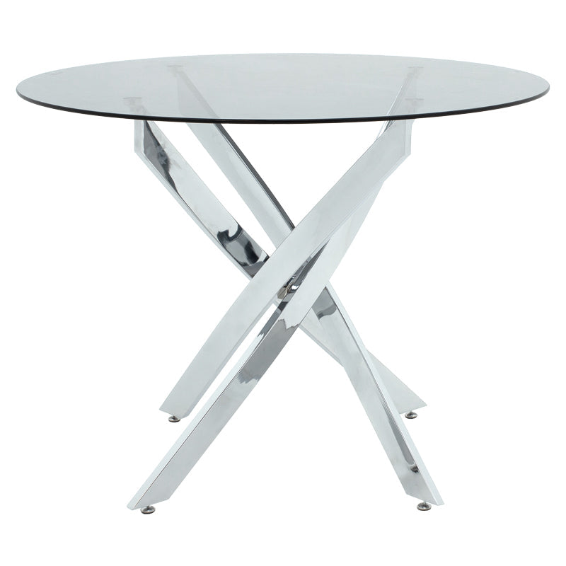 Set masă și scaune Ezra dining, Metal, Alb, D80x75 cm